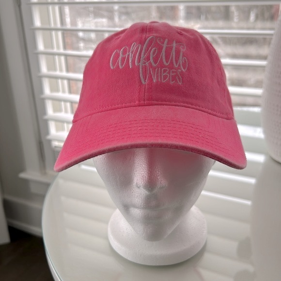 ALL SHE WROTE NOTES Confetti Vibes Ball Cap, Fluorescent Pink Fashion Casual - Picture 9 of 12